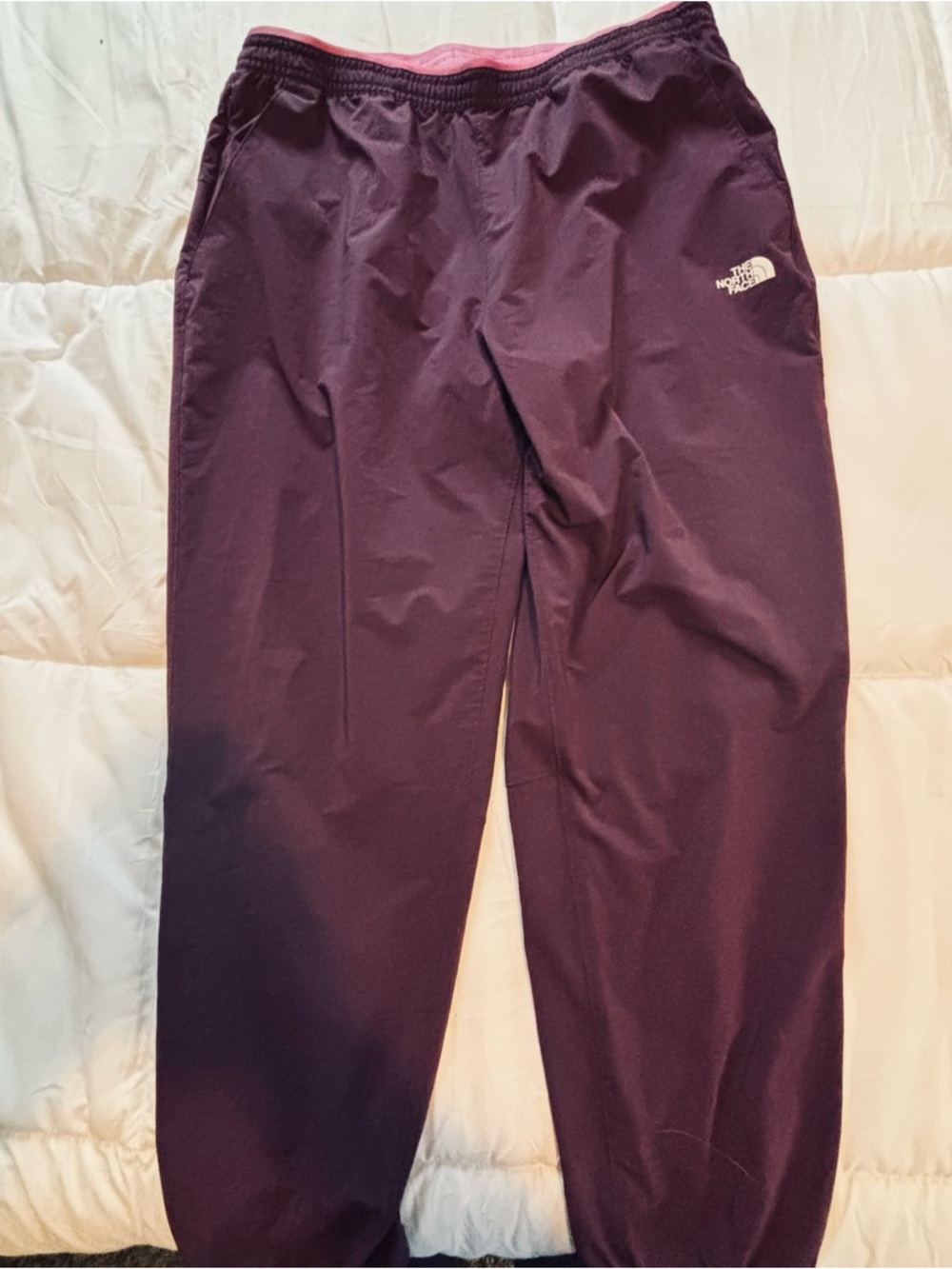 The North Face Women's Dark Purple Track Pants with Pink Waistband
